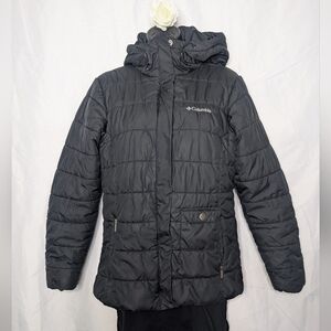 Columbia Women’s hooded Lightweigh Size Small Black Mid Jacket Comfy Winter Fall